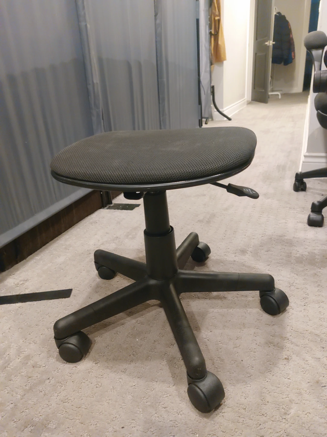 Black Adjustable Rolling Stool - photo 2