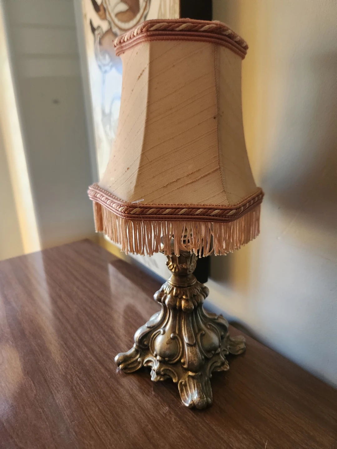 ANTIQUE Victorian revival micro Table Lamp with Fringe Detail - photo 4