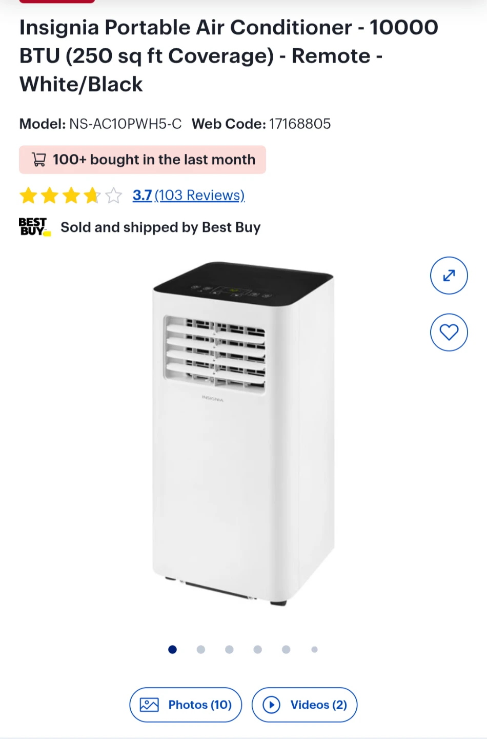 Insignia Portable Air Conditioner - 10000 BTU