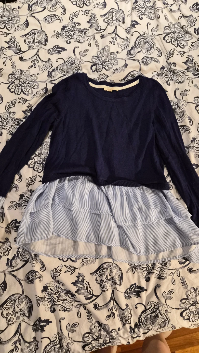 Navy Blue Sweater with Tiered Skirt Bottom