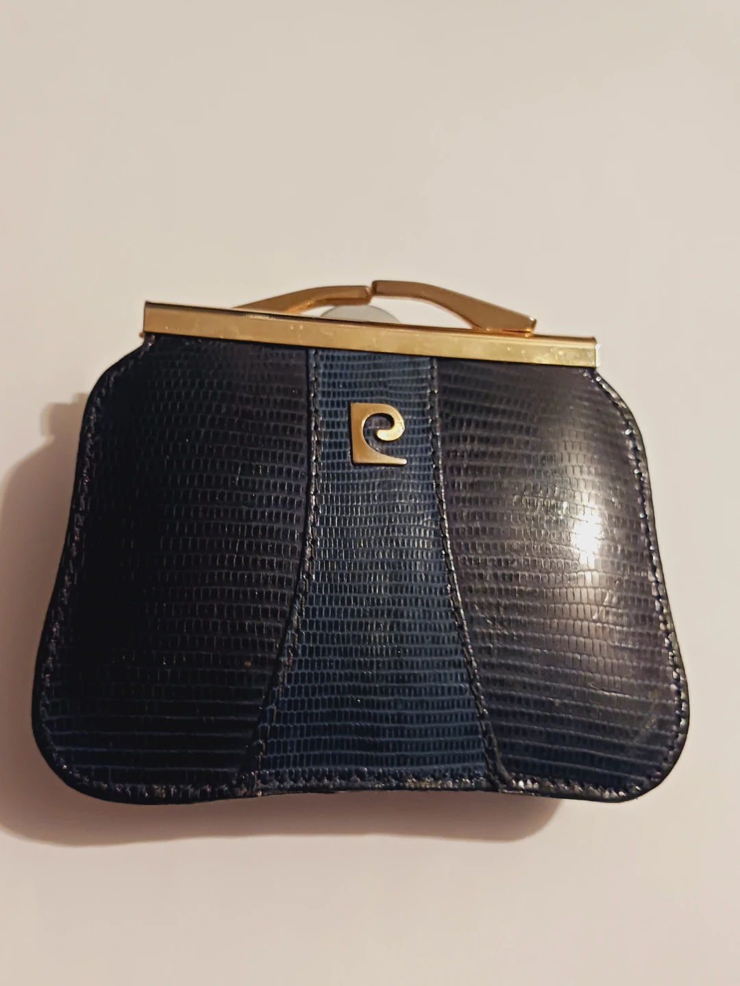 Pierre Cardin navy blue lizard embossed mini coin purse