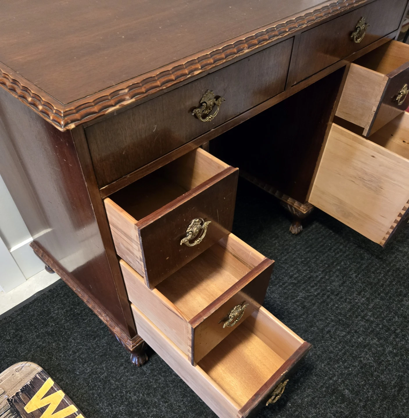 Vintage Wooden Desk with Drawers - photo 4