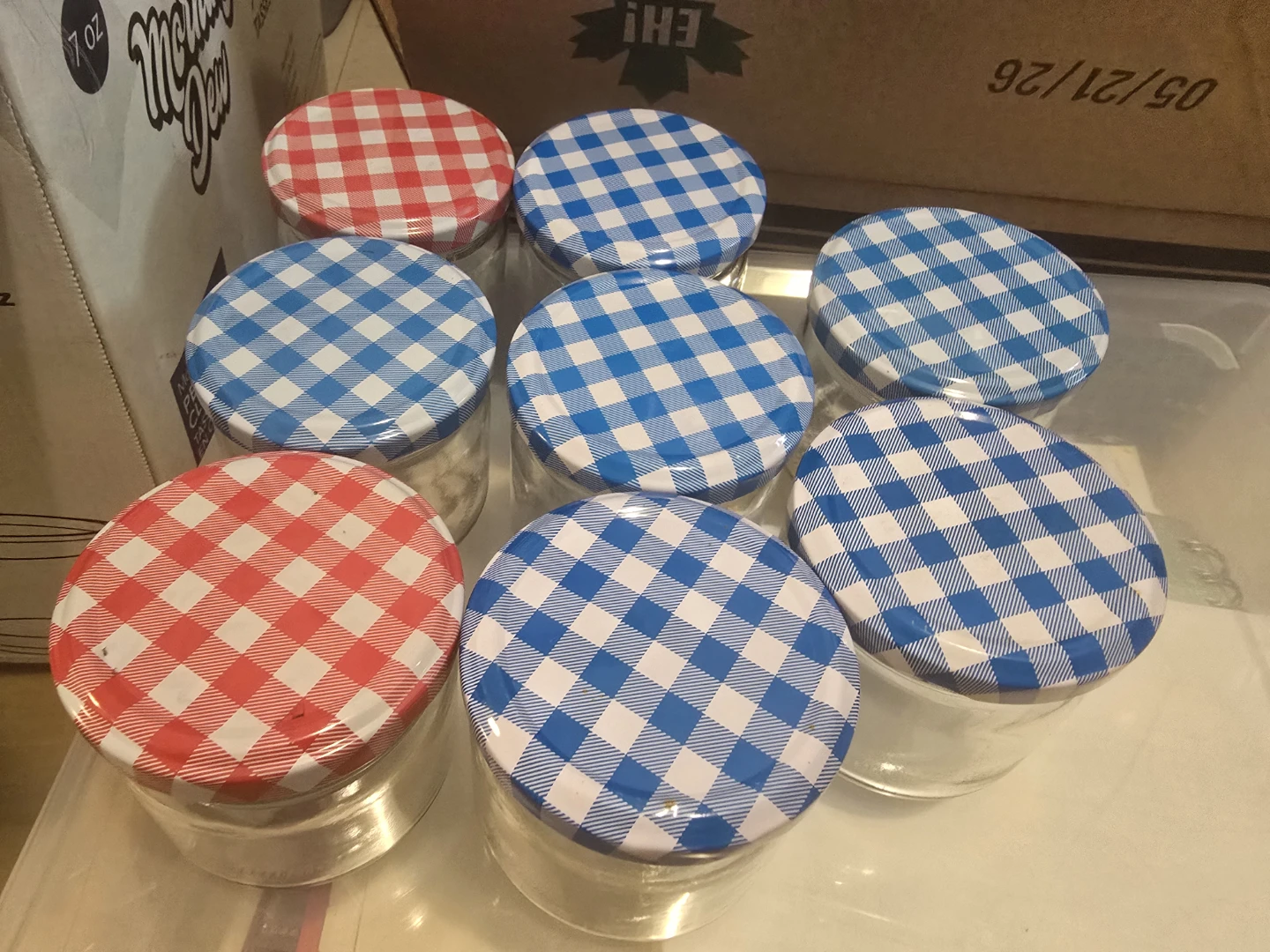 Set of Glass Jars with Gingham Lids - photo 5