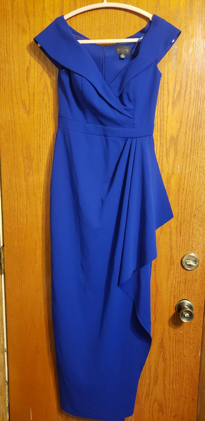 XSCAPE Royal Blue Off-the-Shoulder Gown - Size 6