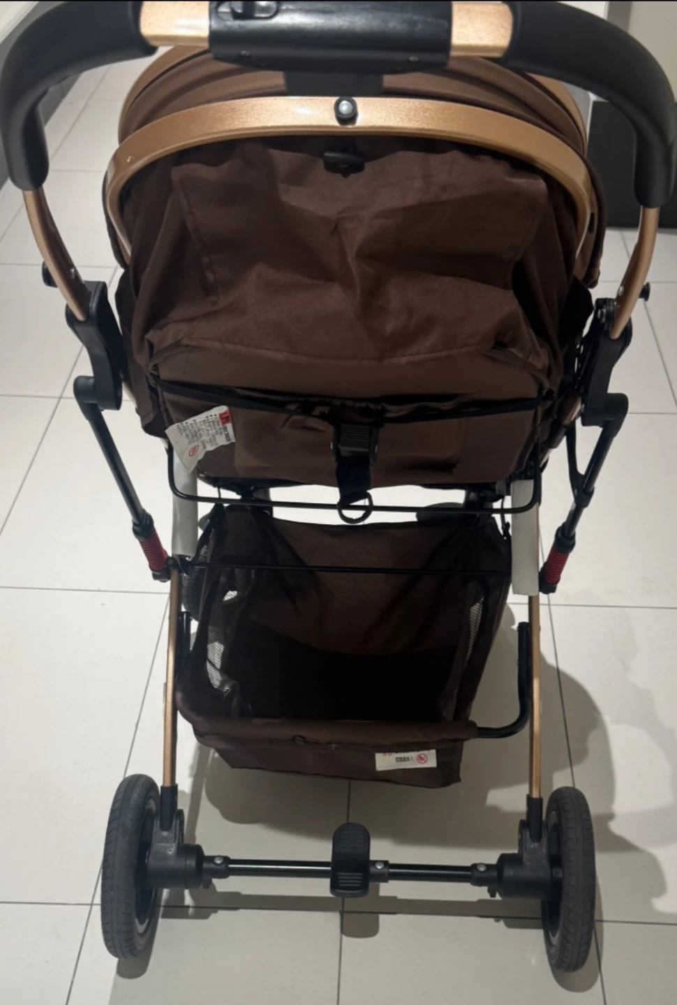 Brown baby stroller with tray - photo 4