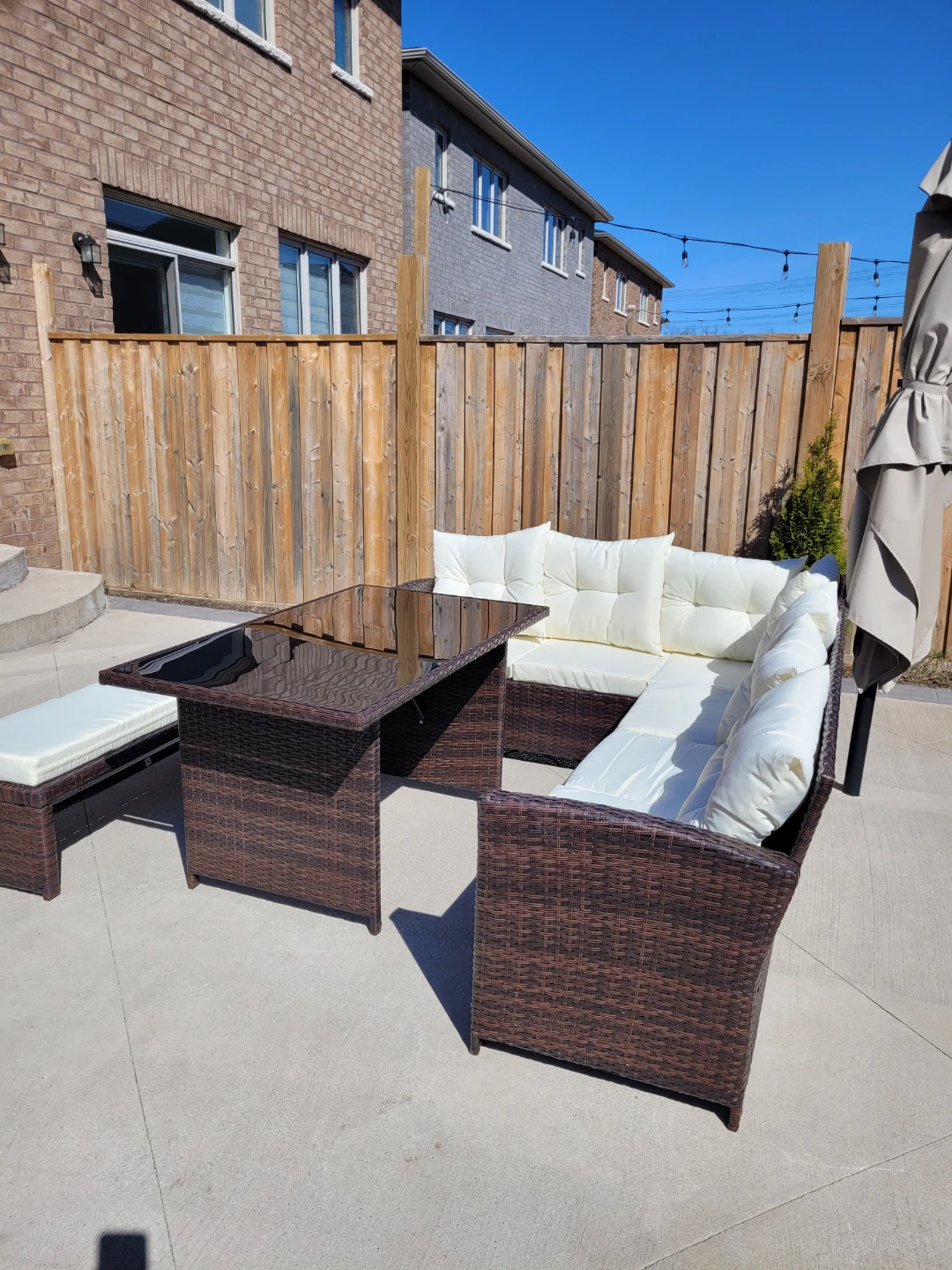 Outdoor Rattan Sectional Sofa Set with Glass Top Table - photo 3