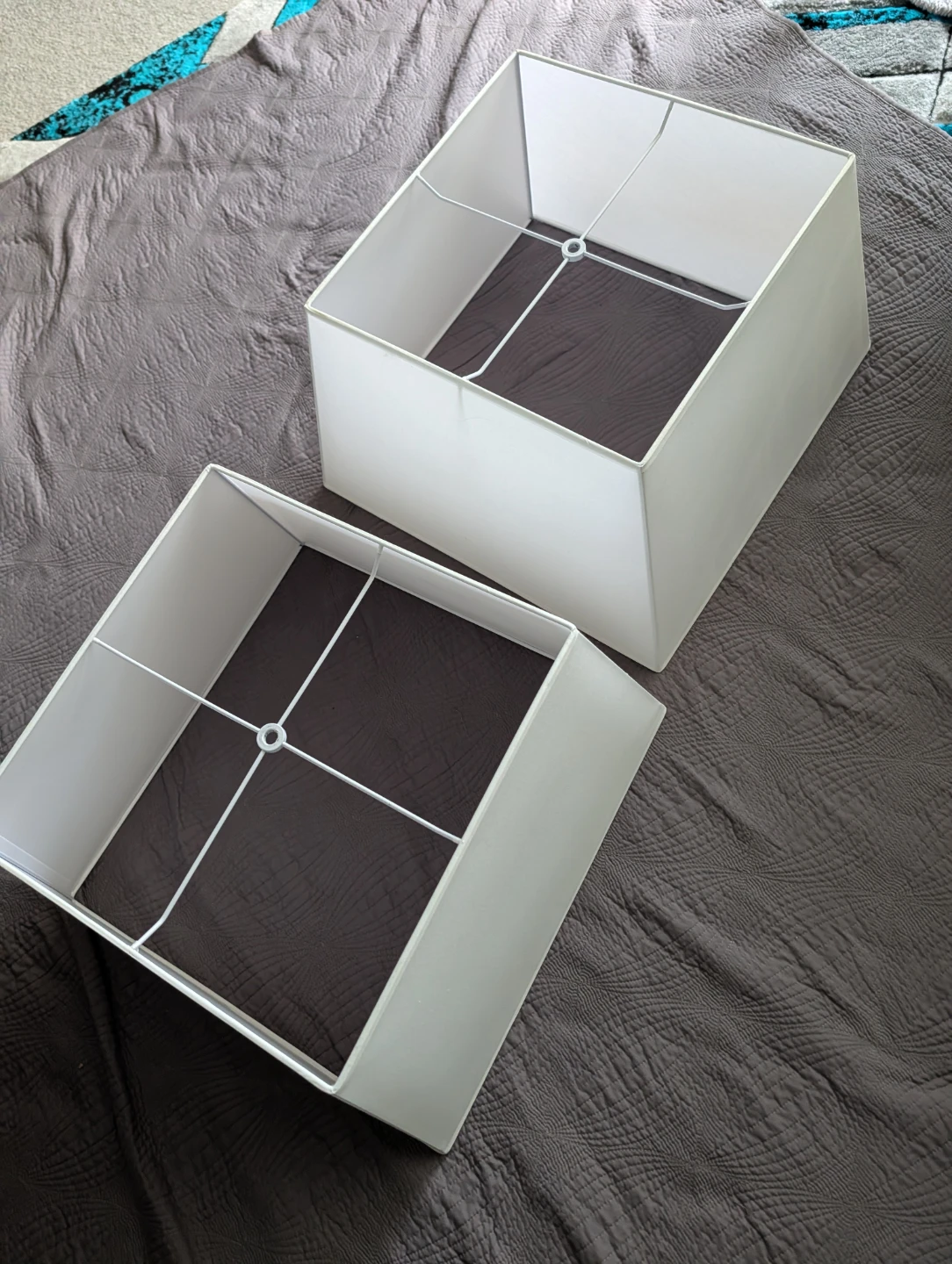 Two White Square Lampshades - photo 2