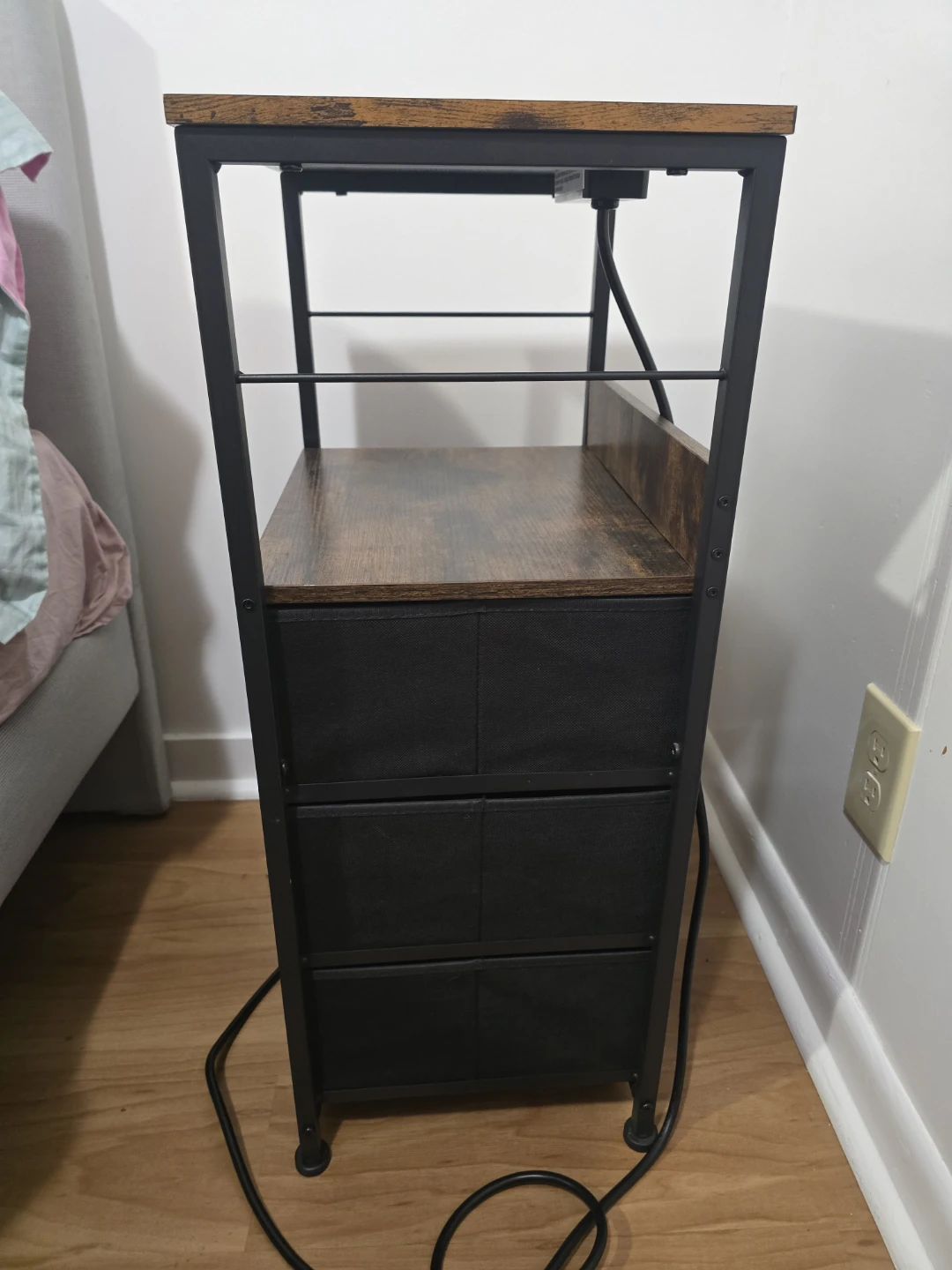 3 Drawer Nightstand with Charging Station, LED and Open Shelf - photo 4