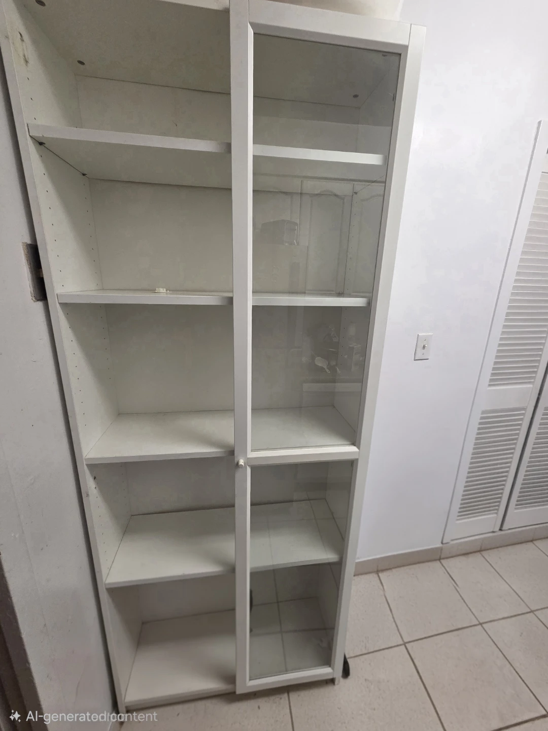 White IKEA BILLY Bookcase with Glass Doors
