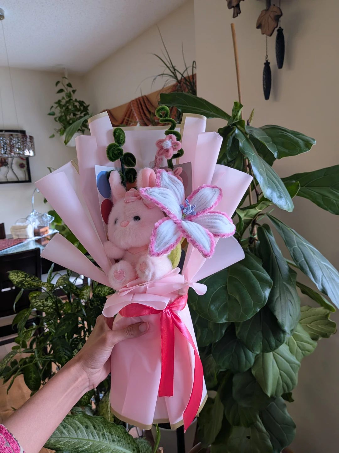 Nush customized Handmade Pink Plush Bunny Bouquet - photo 3