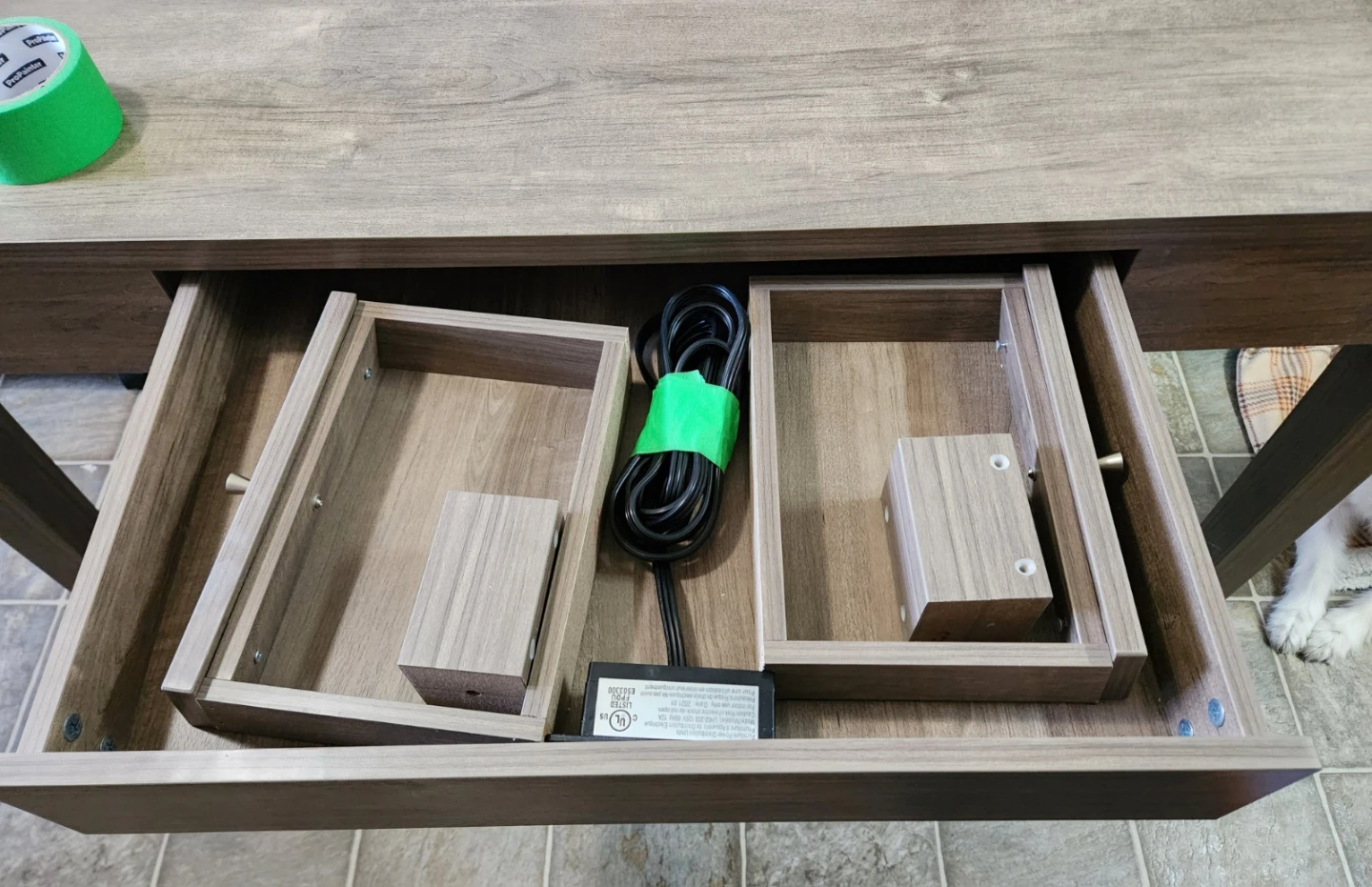 Wooden Desk with Built-in Power Strip and USB Ports - photo 4