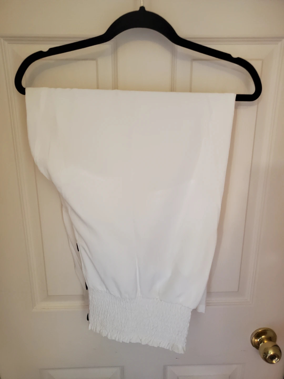 Plus Size White Smocked Waist Wide Leg Pants - photo 3