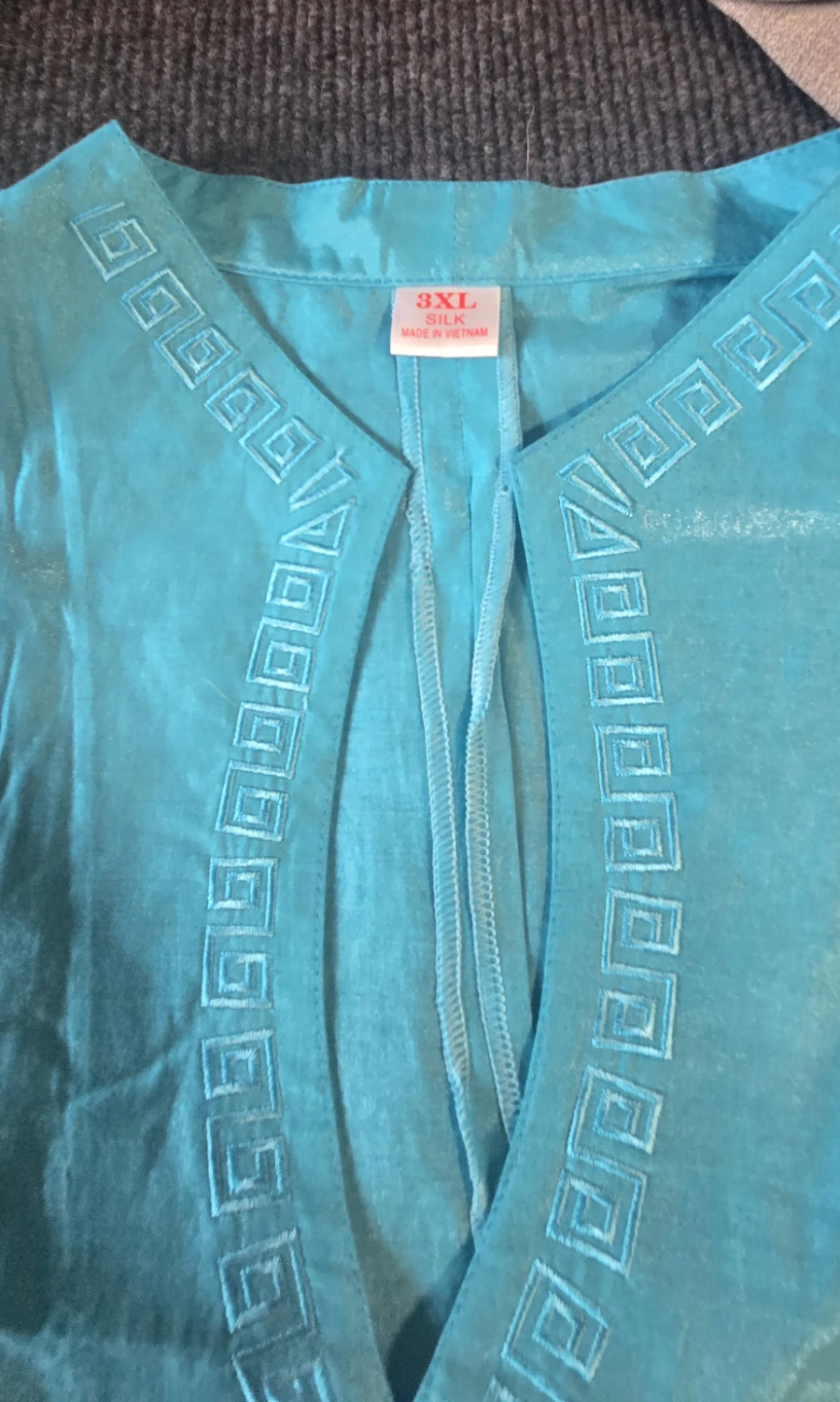 Turquoise silk sleeveless blouse 3XL - photo 2