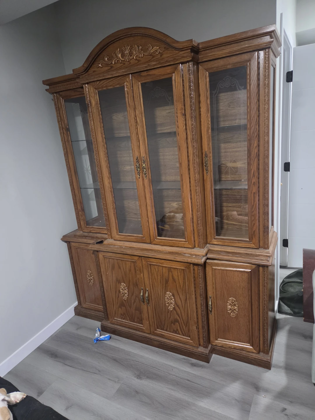 Wooden China Cabinet with Glass Doors pick up only