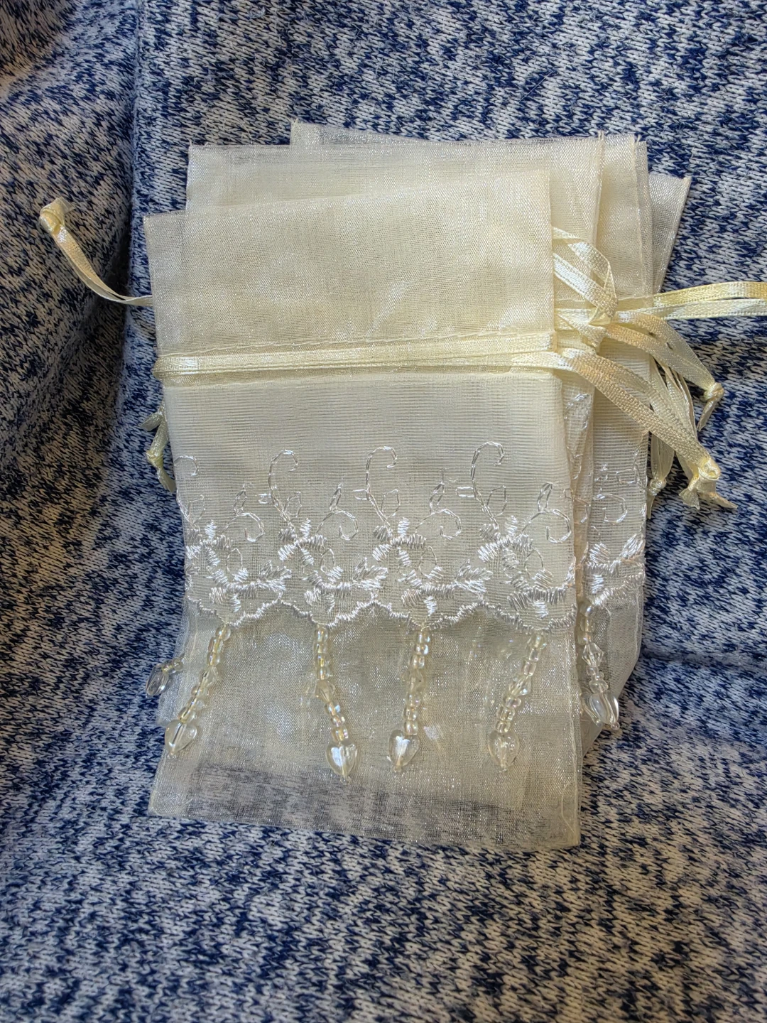 Sheer Organza Drawstring Pouches with Beads and Stars - photo 3