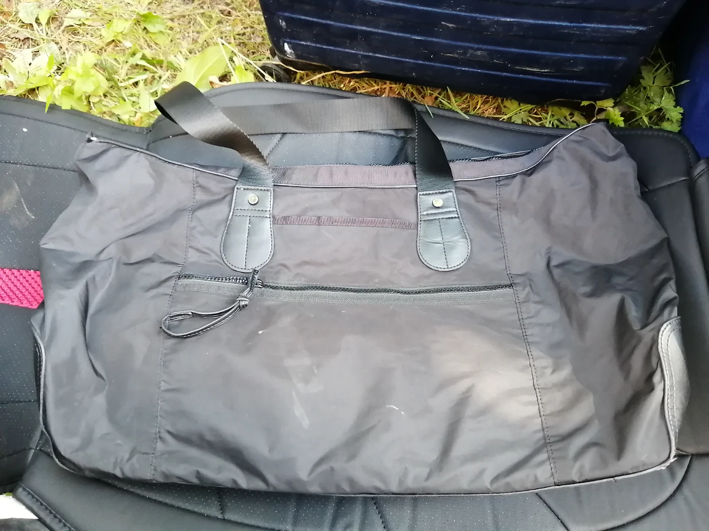Black Duffle Bag with Mesh Panel