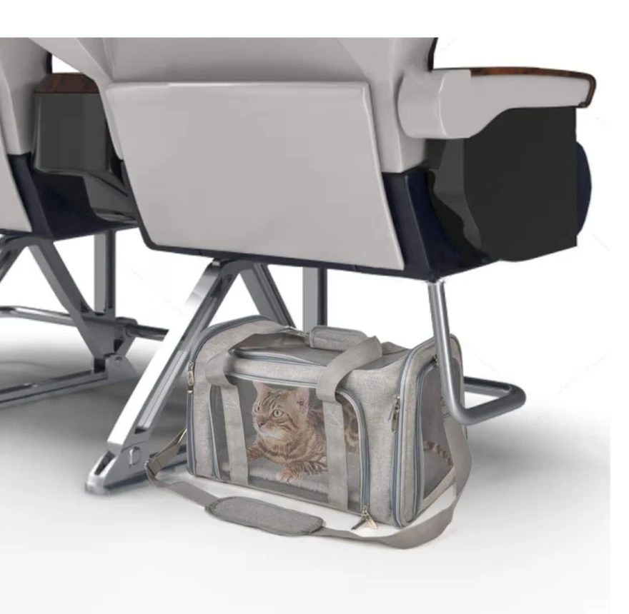 Grey Pet Carrier Bag for Cats and Small Dogs - photo 5