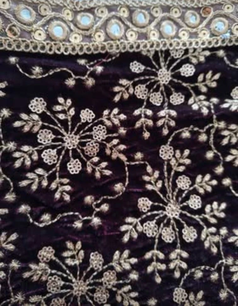 Embroidered Velvet Shawl - 97" x 37" - photo 5
