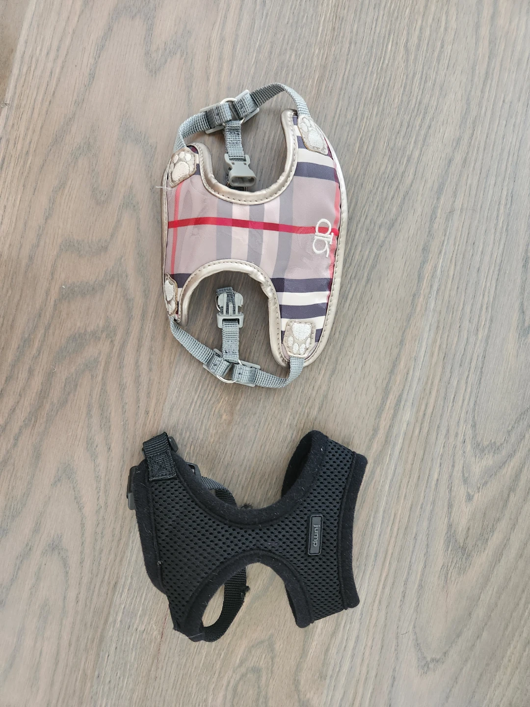 Dog Harness Set - Plaid and Black Mesh