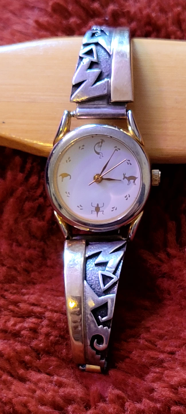 14k & stirling Southwestern-inspired watch