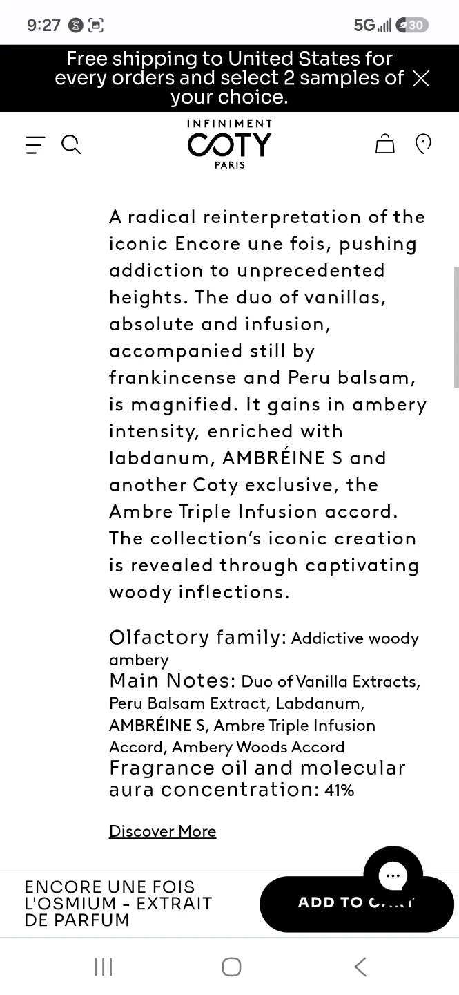 Coty Encore Une Fois L'Osmium Perfume Sample - photo 4