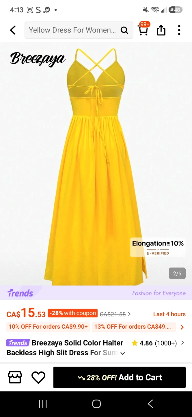 Breezaya Yellow Halter Neck High Slit Dress - photo 2