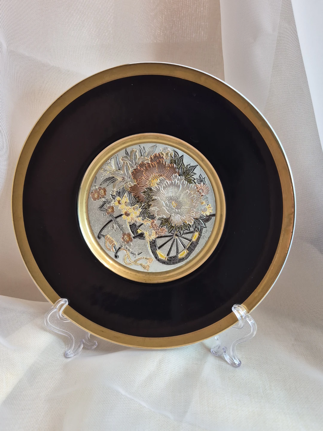 The Art Of CHOKIN 24k Gold Edged 7 3/4" Plate Flower Cart - photo 2