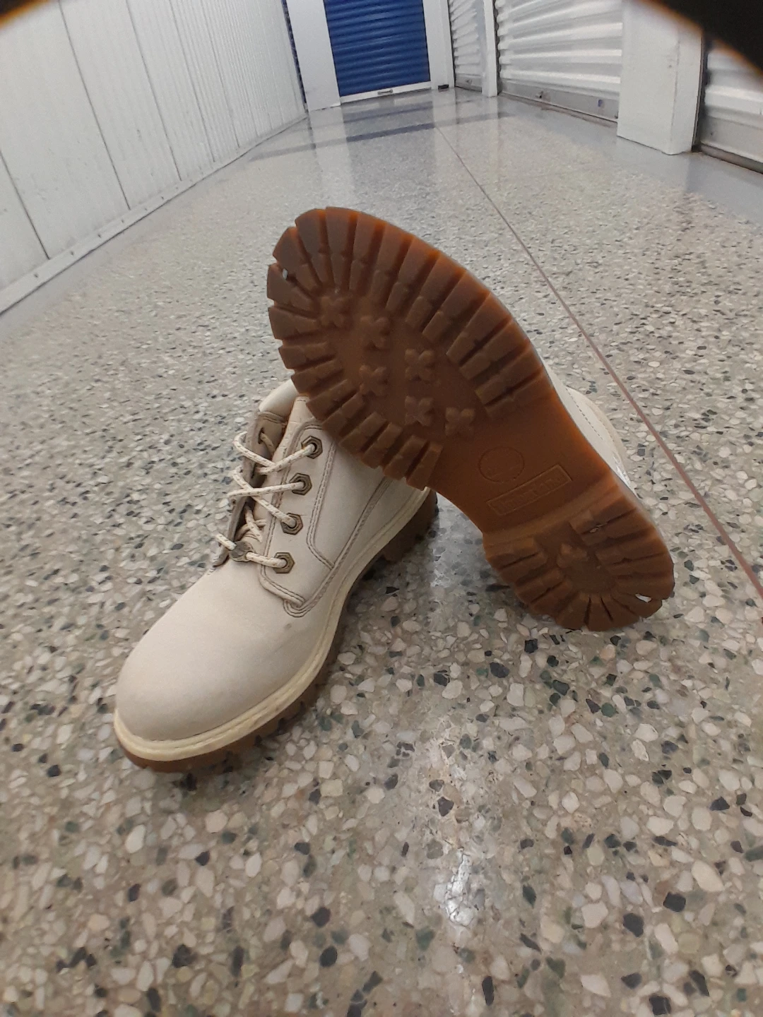Timberland Beige Leather Lace-Up Boots Women's Size 7 - photo 2