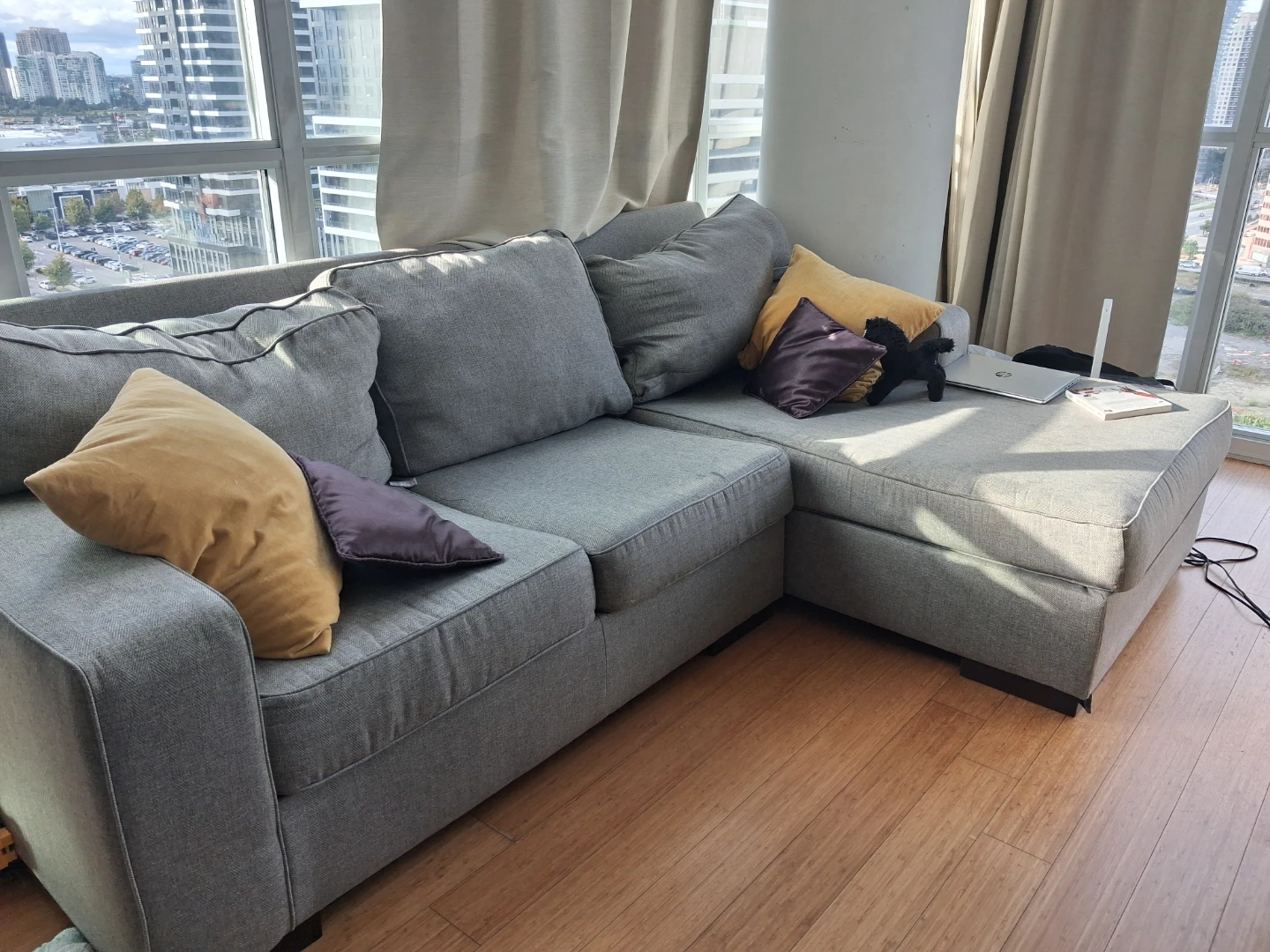 Grey Sectional Sofa with Chaise plus loveseat