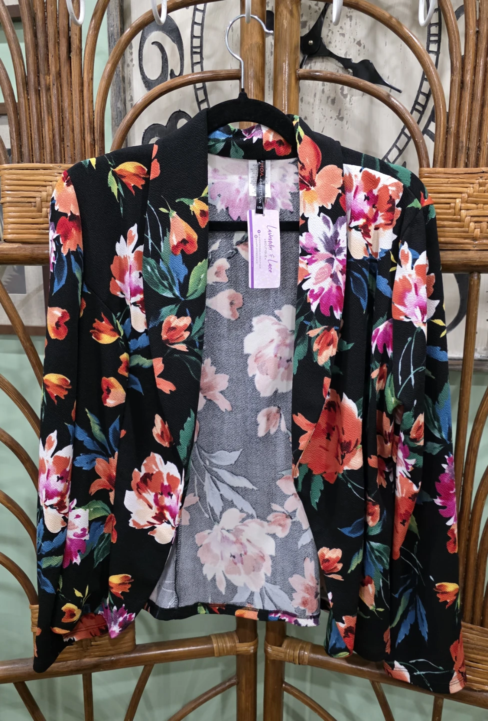 Black Floral Blazer - MOA Collection