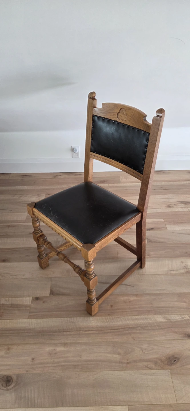 Vintage Antique Chair leather and wood