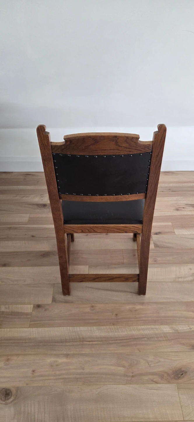 Vintage Antique Chair leather and wood - photo 3