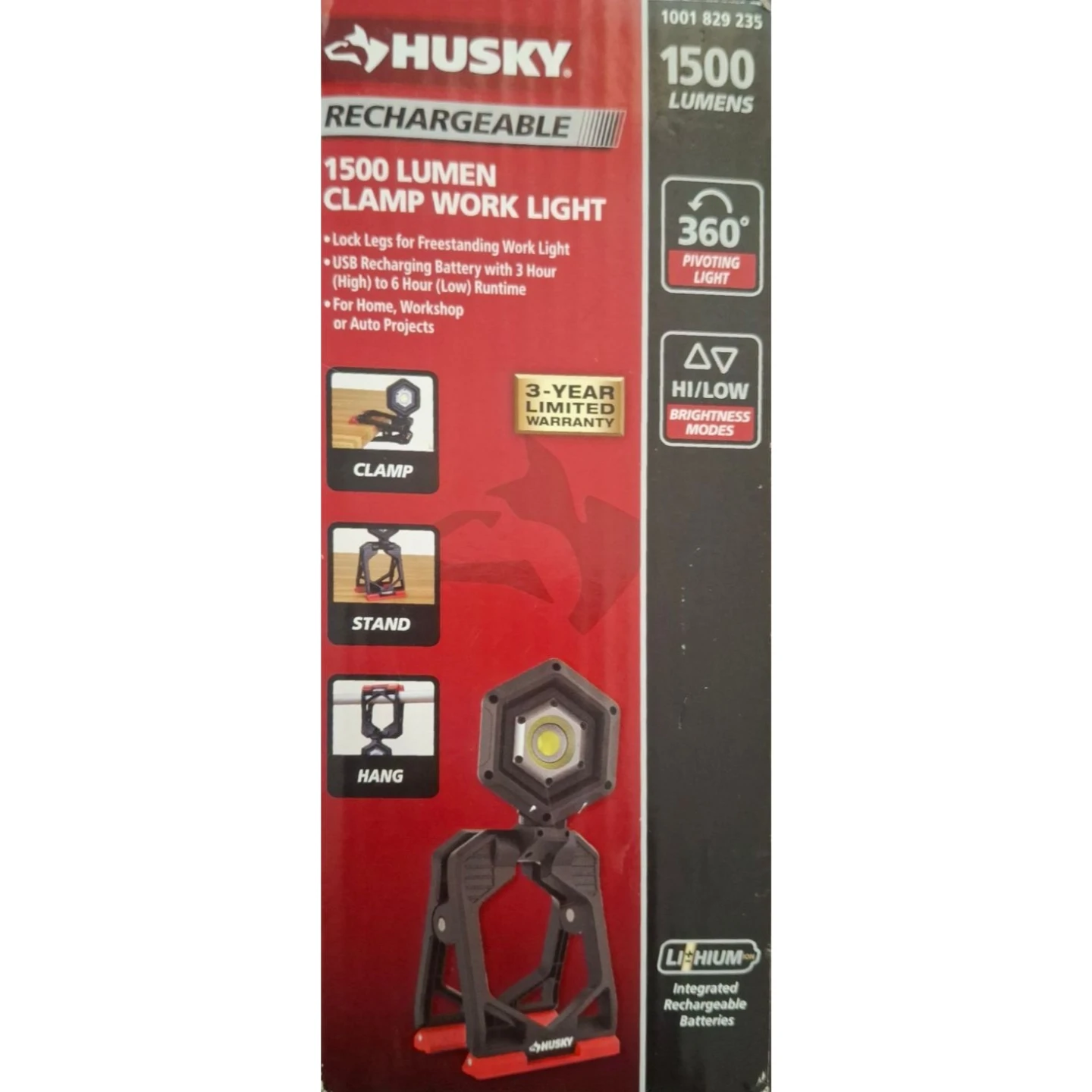 Husky 1500-Lumen Rechargeable LED Clamp Work Light (New in Box) - photo 5