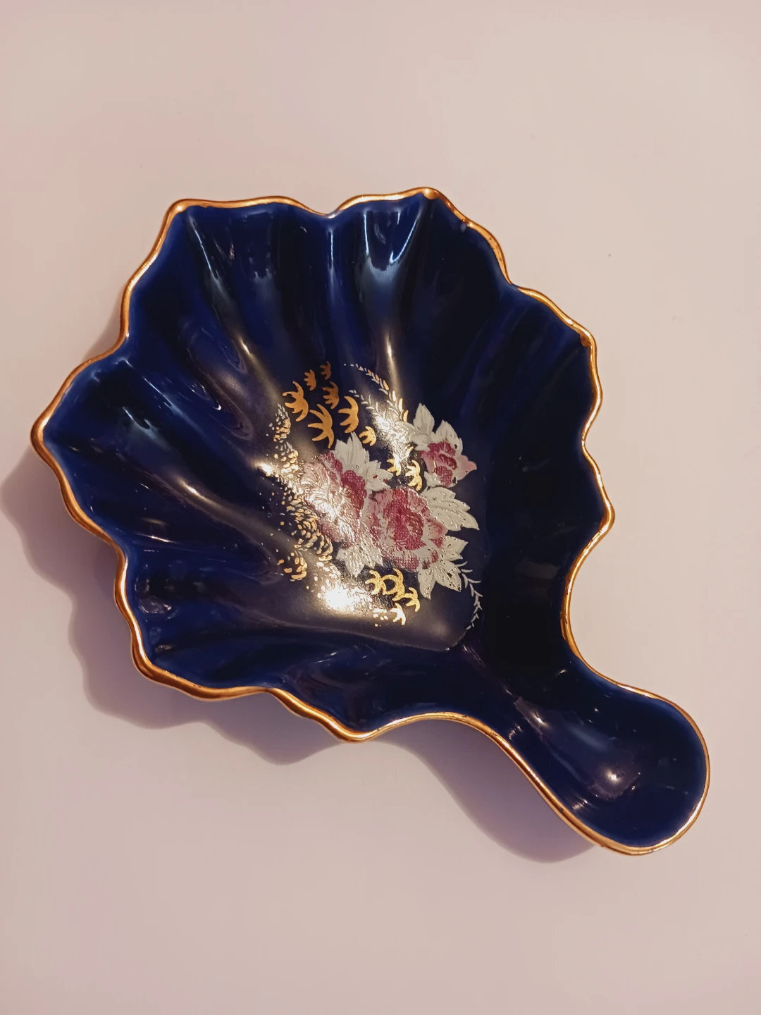 Cobalt Blue Decorative Candy Dish with Floral Design - photo 3