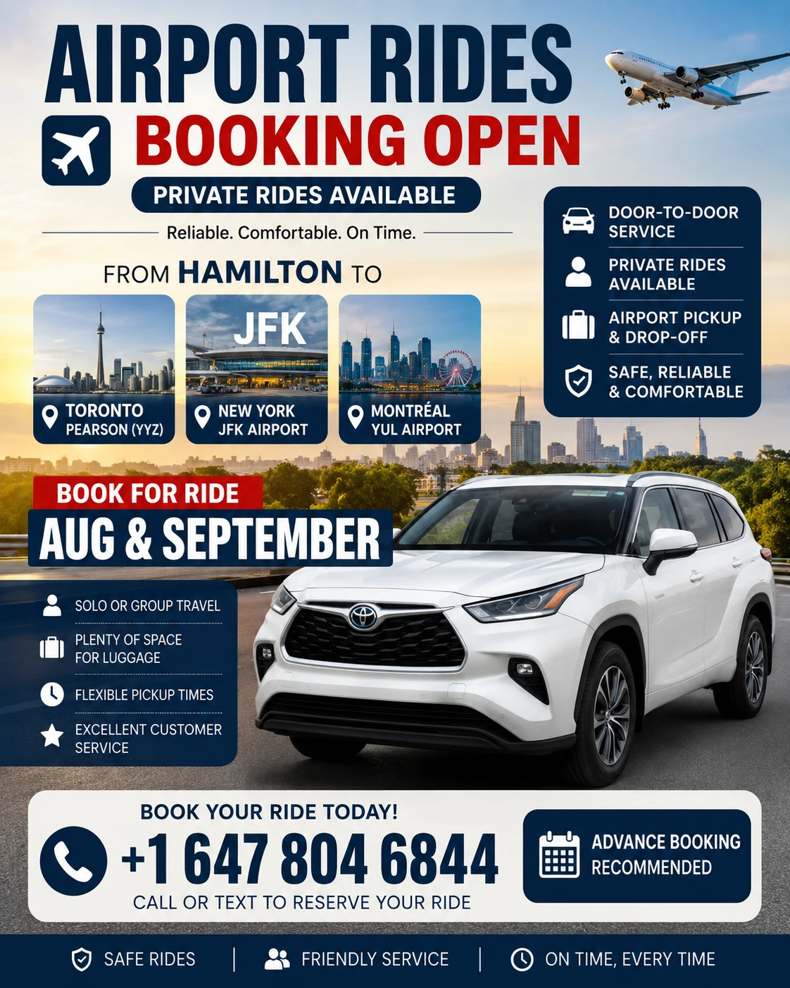 ## 🚗 AIRPORT RIDES — BOOKING OPEN!  ✈️ ** 📞 +1 647-804-6844*