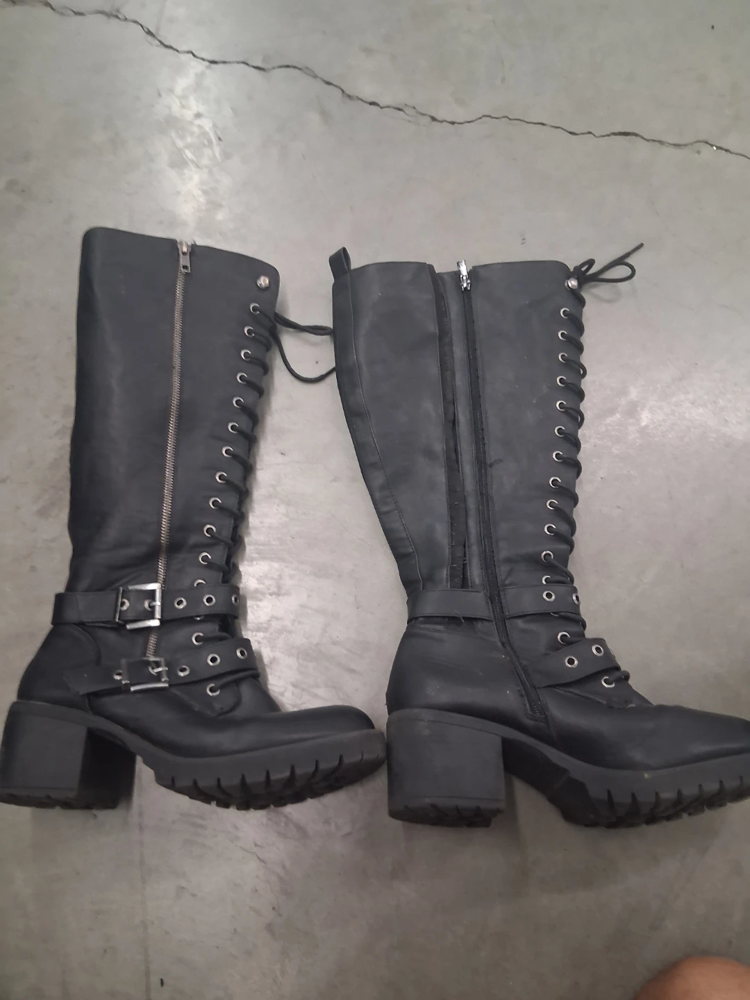 Black Lace-up Knee-High Boots - photo 2