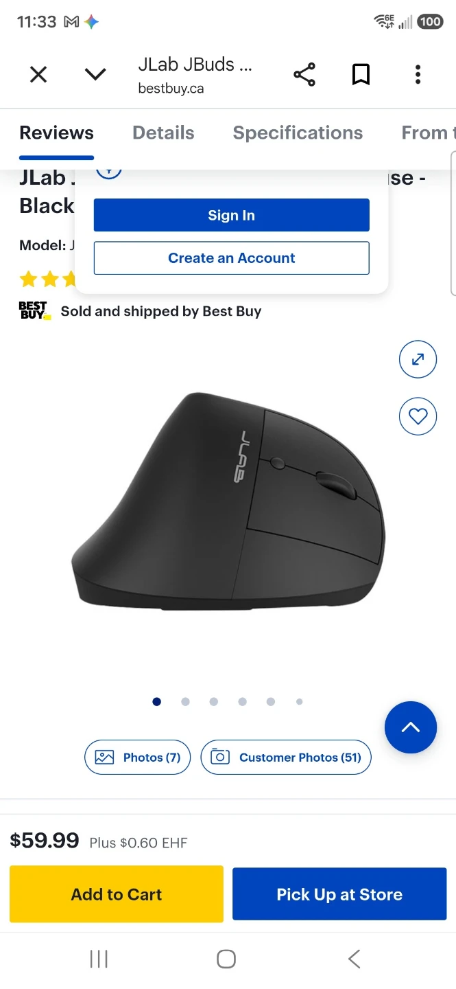 JLab JBuds Ergonomic Wireless Mouse
