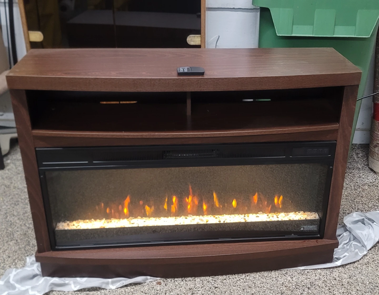 Dark Brown Electric Fireplace Entertainment Unit - photo 2