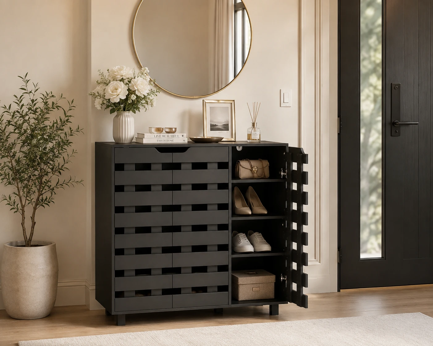 Brand new Grey Storage Cabinet with Slatted Doors - photo 5