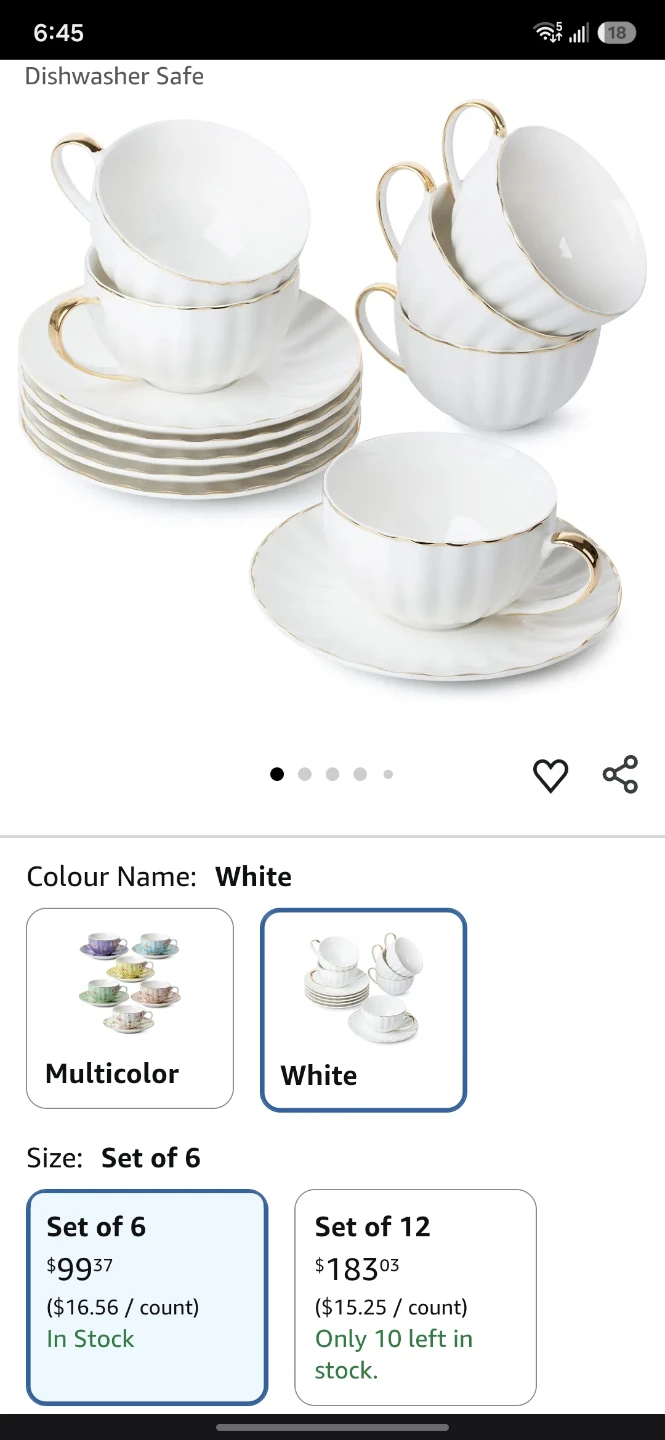Teacup and Saucer Set - Set of 6 - photo 2