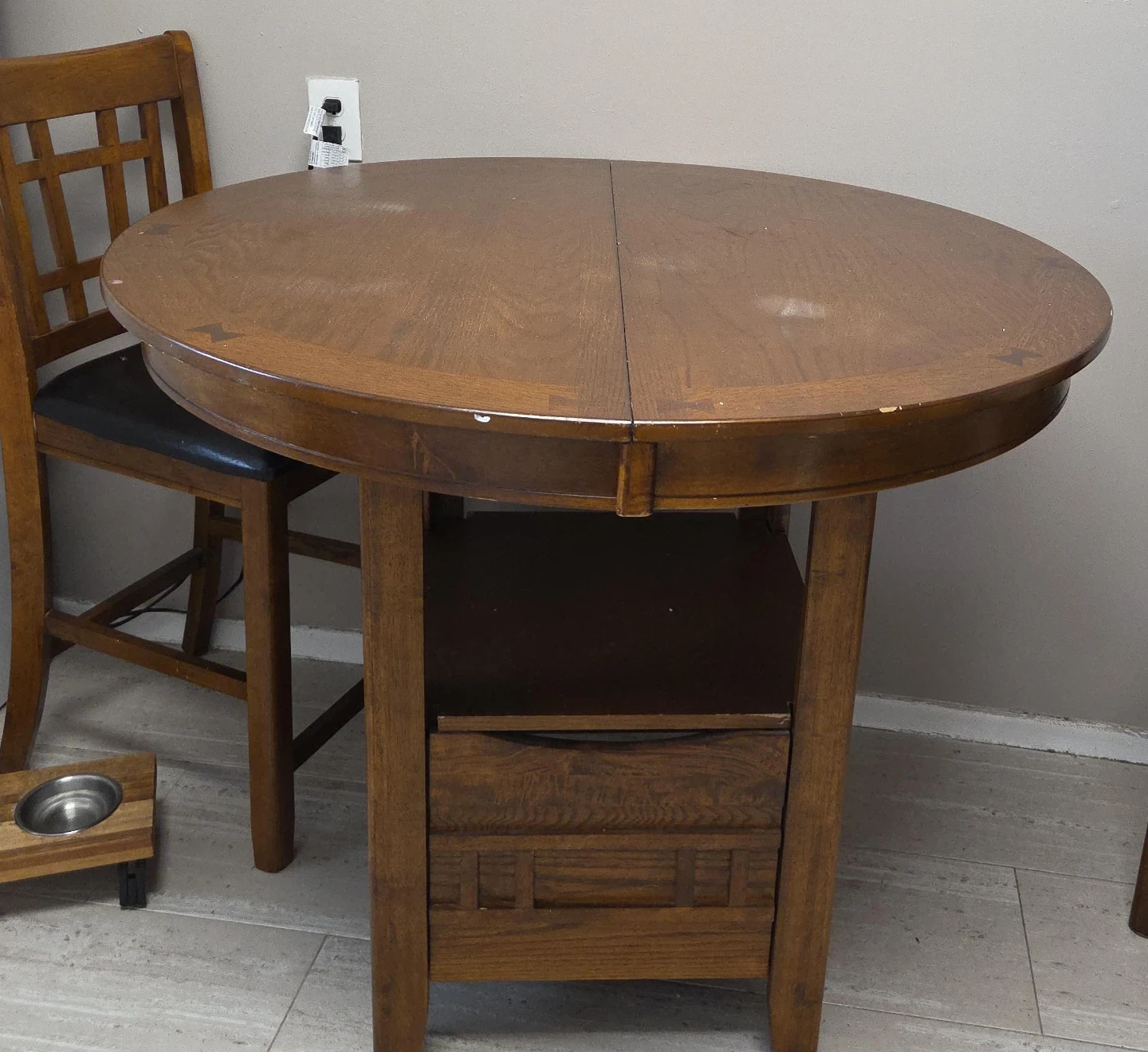 Wooden Counter Height Table with 4 Chairs