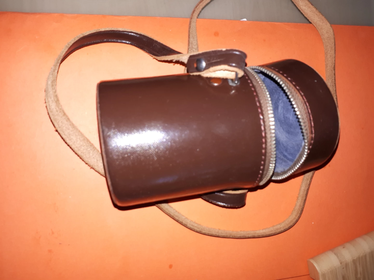 Brown Leather Camera Lens Case