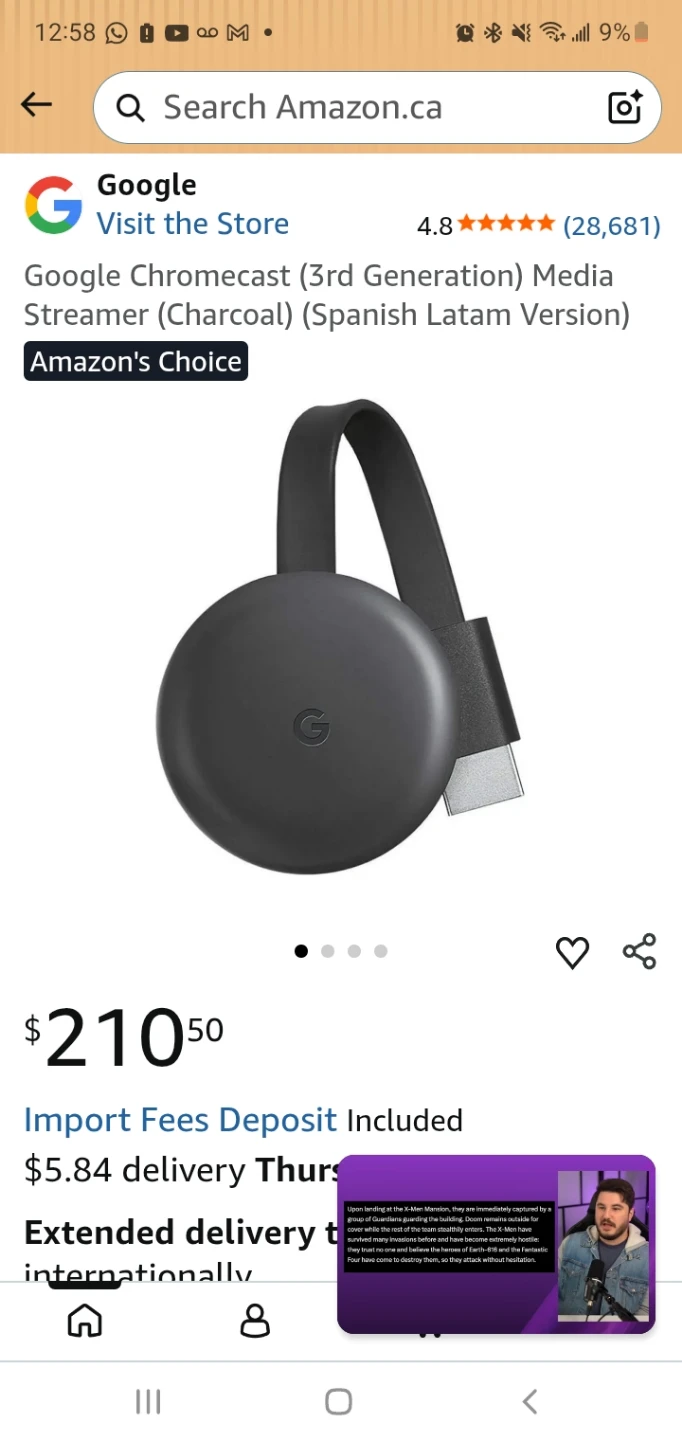 Google Chromecast 3rd Generation Charcoal