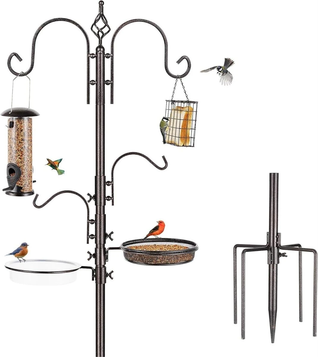 Multi-Tier Bird Feeder Pole with Hangers - photo 3