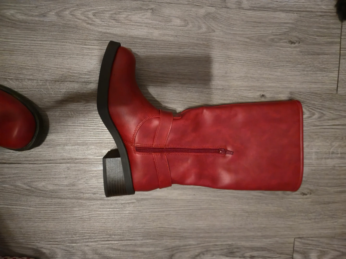 Women's Red Knee-High Boots - photo 5