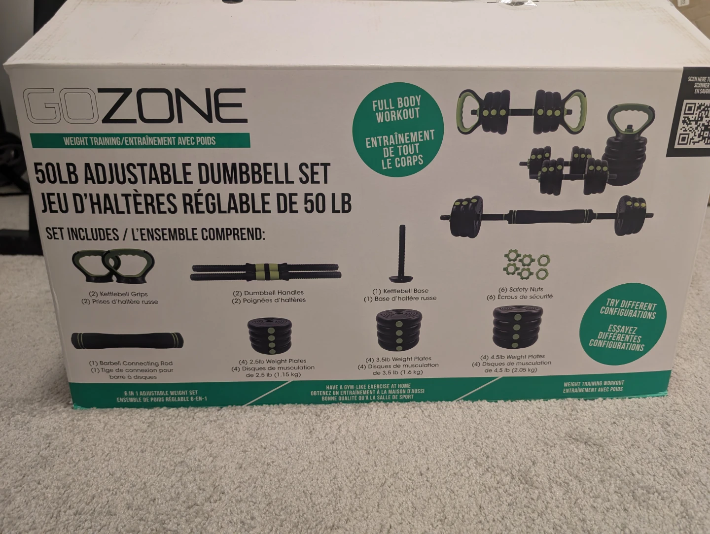 GoZone 50lb Adjustable Dumbbell Set