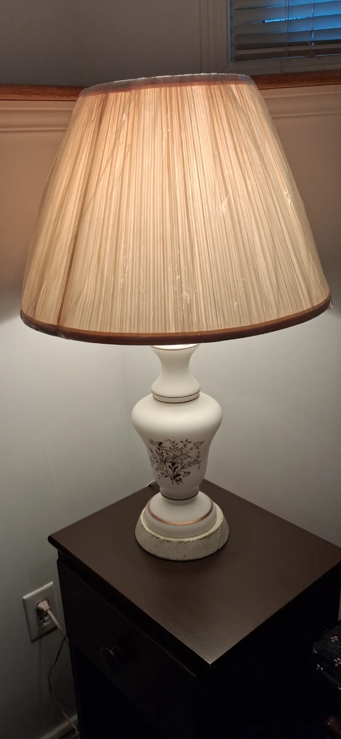 Vintage floral table lamp with pleated shade