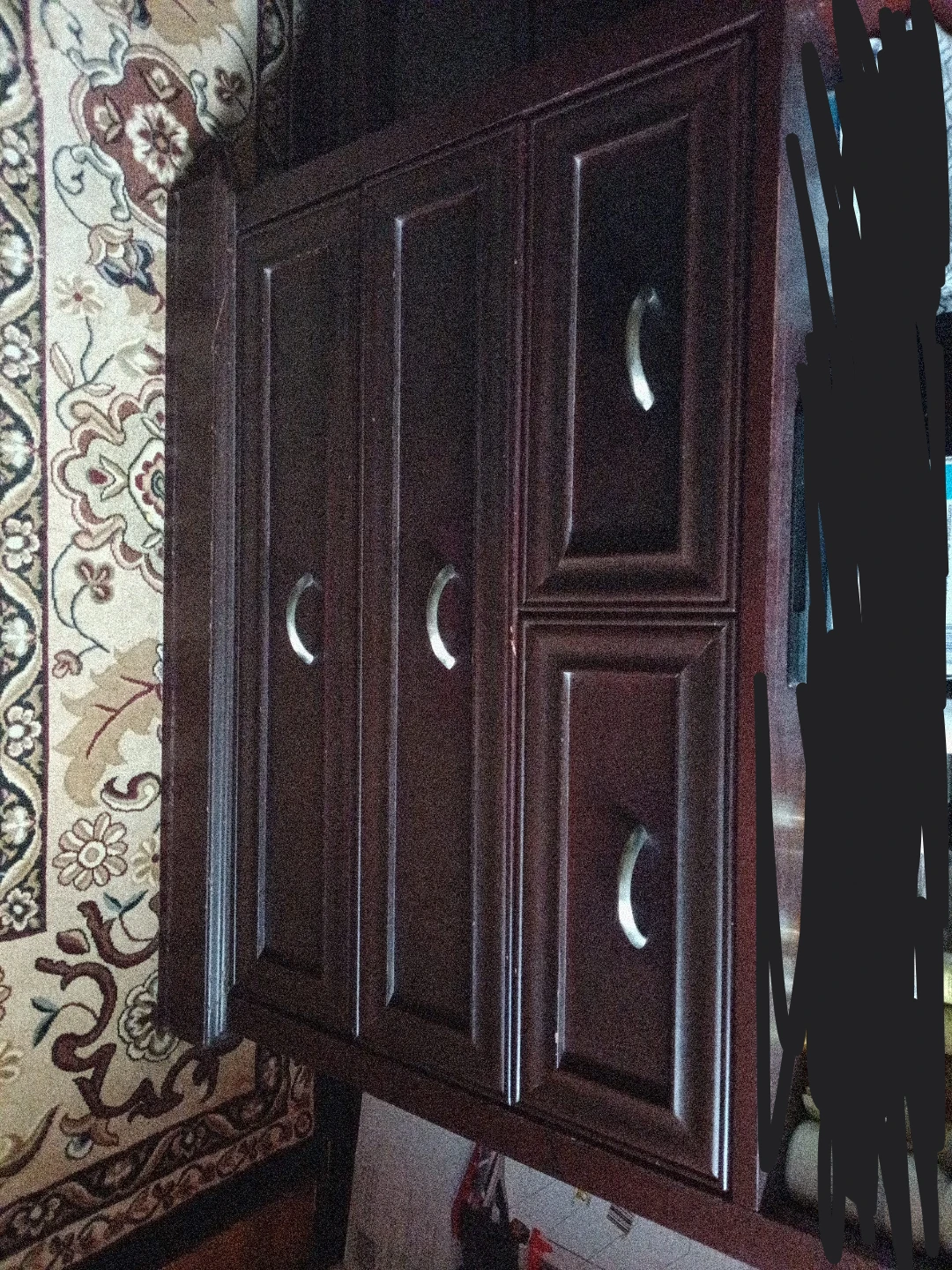 Dark Brown Cabinet with Arched Handles