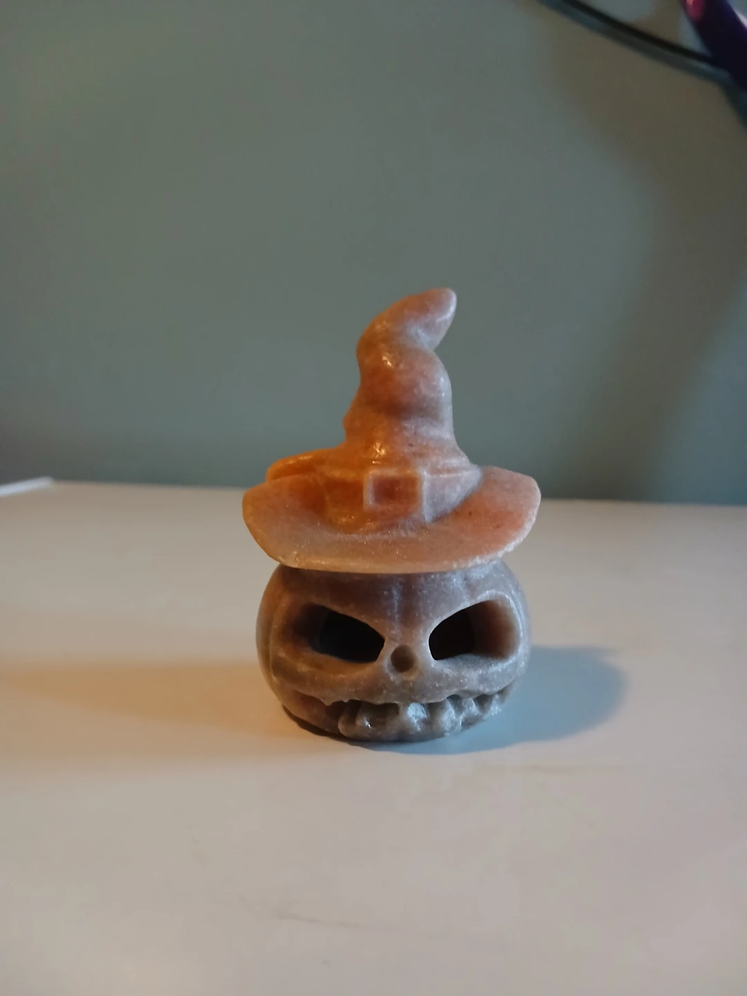 Orange Calcite Halloween Witch Hat Pumpkin Carving
