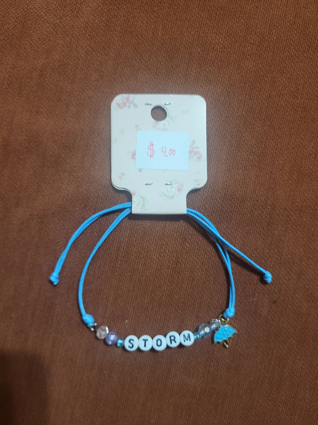 Hand made Blue Beaded Bracelet with STORM